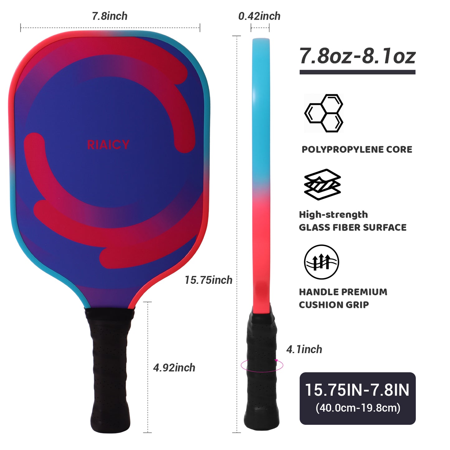 RIAICY Pickle Ball Rackets for Adults Pickleball Paddles Set of 2 Fiberglass Pickleball Racquet Strong Impact Resistance suitable for Beginners