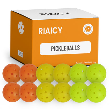 RIAICY Outdoor Pickleball Balls x-40 pickle ball balls One-Piece Molded 12 Pack pickleball Construction for Any Paddle Materials