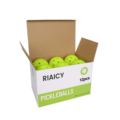 Riaicy 12 Pack Pickleball Balls Outdoor Quick Response X40 Pickleball Balls One-Piece Rotomolded Ball Equipment Construction for Any Paddle Materials
