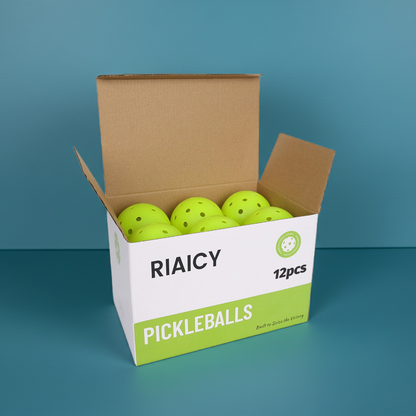 Riaicy 12 Pack Pickleball Balls Outdoor Quick Response X40 Pickleball Balls One-Piece Rotomolded Ball Equipment Construction for Any Paddle Materials