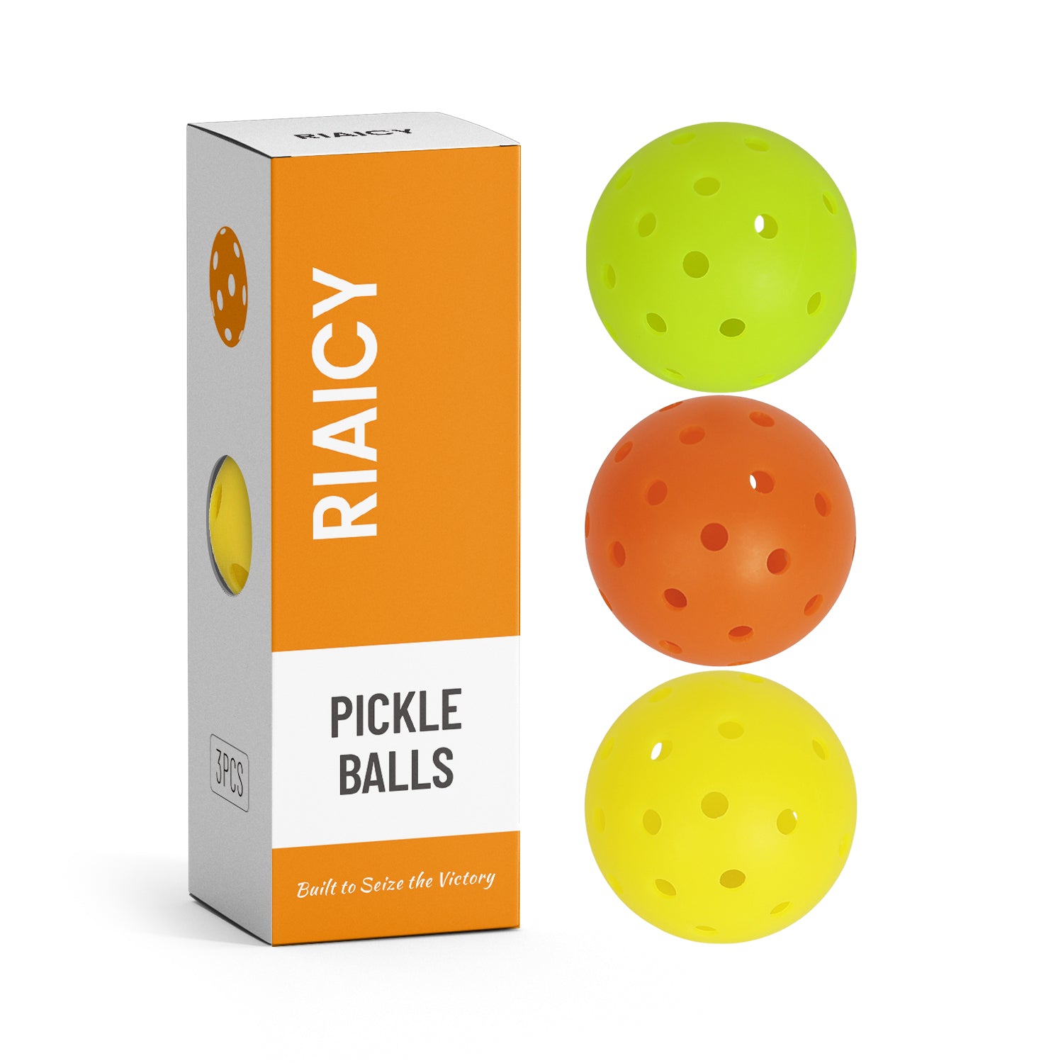 RIAICY 3 PCS Outdoor Pickleballs x40 Pickleball Balls One-Piece Molded