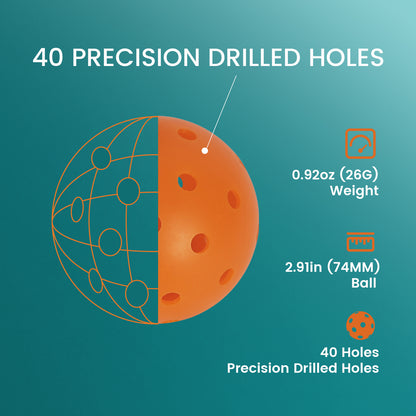 RIAICY 3 PCS Outdoor Pickleballs x40 Pickleball Balls One-Piece Molded Pickleball Construction for Any Paddle Materials