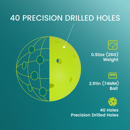 Riaicy 12 Pack Pickleball Balls Outdoor Quick Response X40 Pickleball Balls One-Piece Rotomolded Ball Equipment Construction for Any Paddle Materials