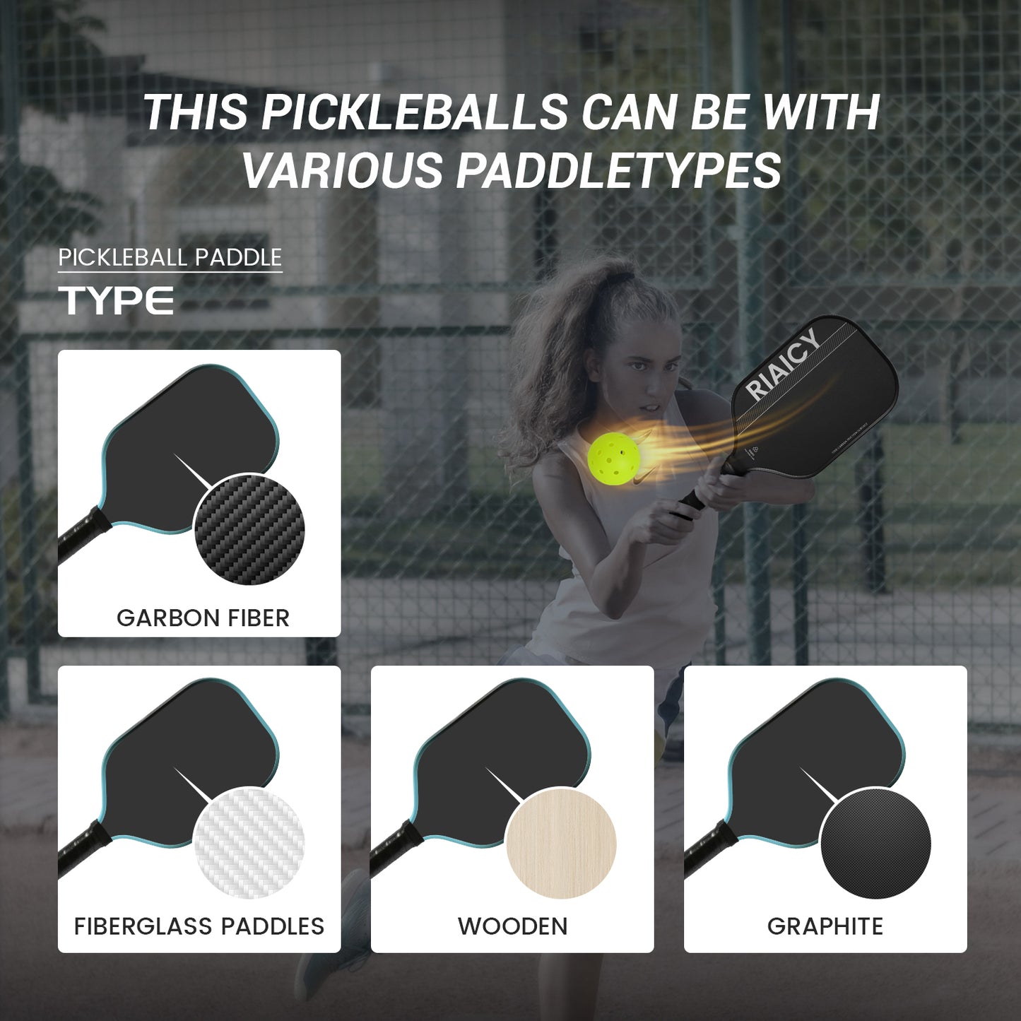 Riaicy 12 Pack Pickleball Balls Outdoor Quick Response X40 Pickleball Balls One-Piece Rotomolded Ball Equipment Construction for Any Paddle Materials