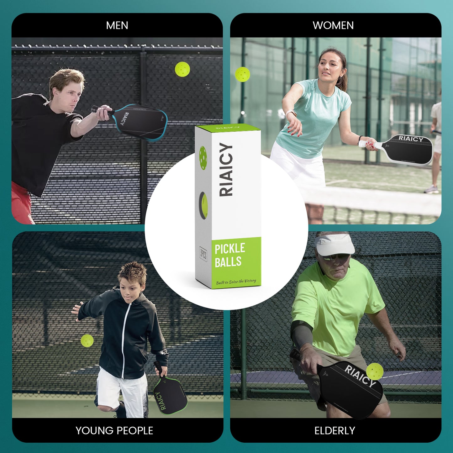 Riaicy 12 Pack Pickleball Balls Outdoor Quick Response X40 Pickleball Balls One-Piece Rotomolded Ball Equipment Construction for Any Paddle Materials