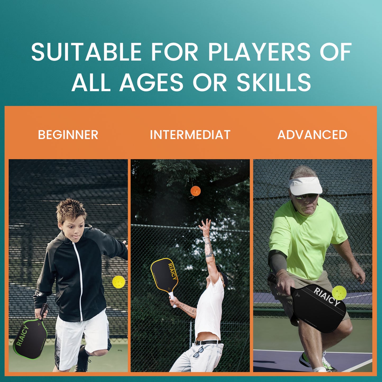 RIAICY 3 PCS Outdoor Pickleballs x40 Pickleball Balls One-Piece Molded Pickleball Construction for Any Paddle Materials