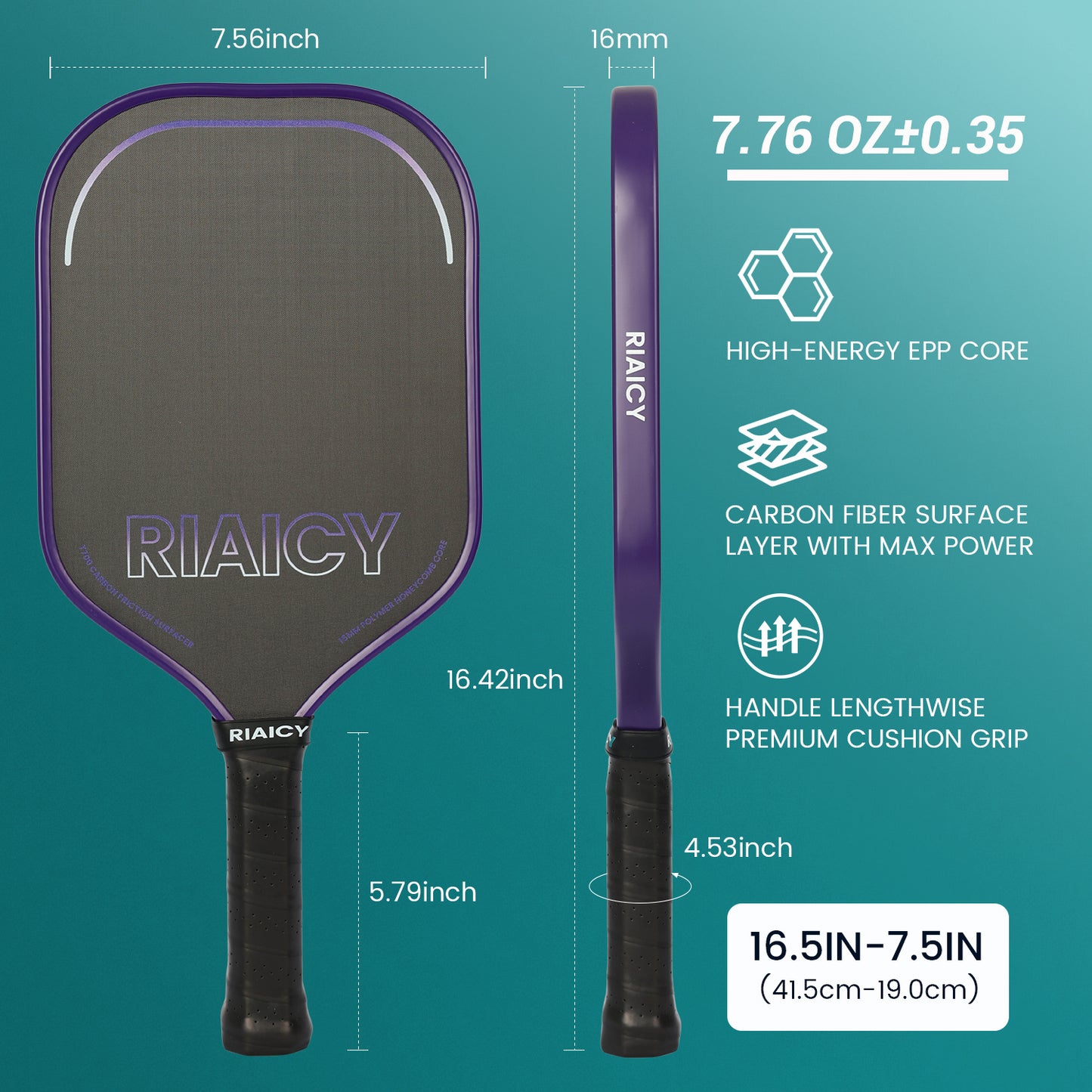 RIAICY Pickleball Rackets for Adults PP Honeycomb Carbon Fiber T700 Pro Pickleball Paddles Suitable for Powerful Strikes and Fast Offensive Tactics