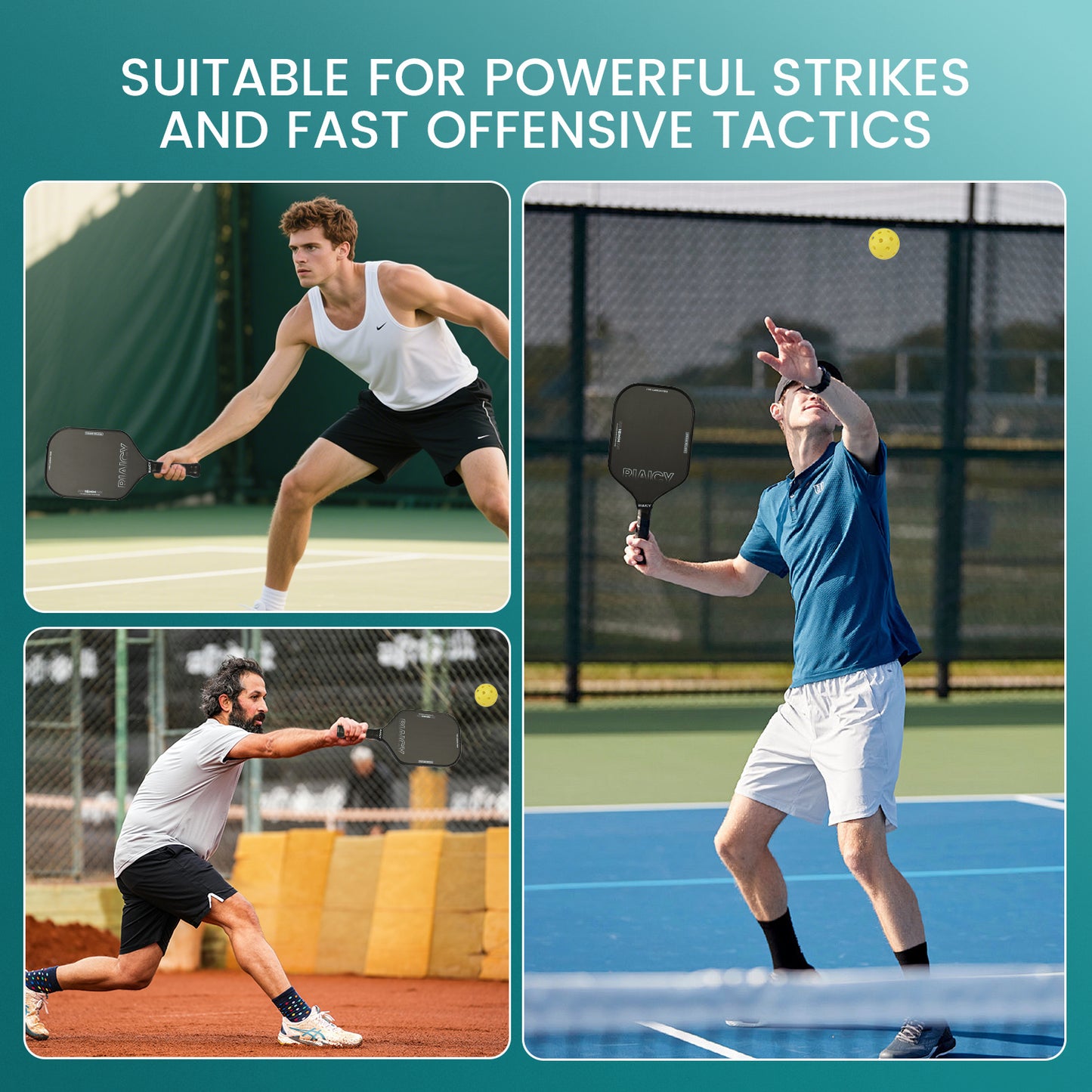 RIAICY Pickleball Paddles Raw Carbon Fiber Surface Pickleball Rackets 5.0 Extended Sweet Spot Carbon Fiber Surface Increases Spin