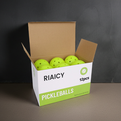 Riaicy 12 Pack Pickleball Balls Outdoor Quick Response X40 Pickleball Balls One-Piece Rotomolded Ball Equipment Construction for Any Paddle Materials