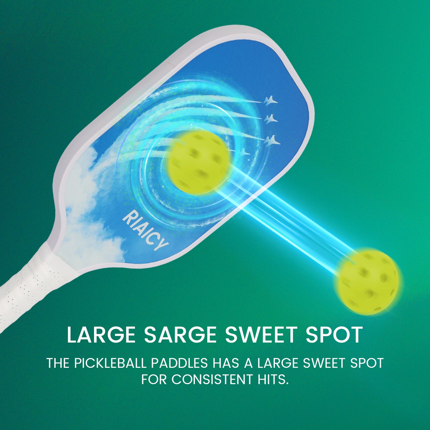 RIAICY Fiberglass Pickleball Paddles Set 2 Honeycomb Polymer Core Pickleball Racket Excellent Shock Absorption Performance&High Fault Tolerance Rate