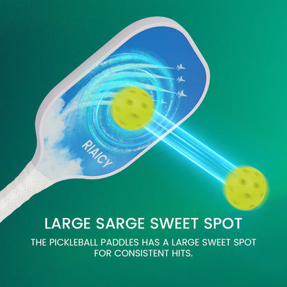 RIAICY Fiberglass Pickleball Paddles Set 2 Honeycomb Polymer Core Pickleball Racket Excellent Shock Absorption Performance&High Fault Tolerance Rate
