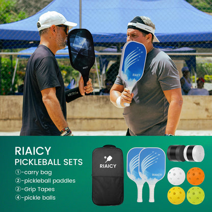 RIAICY Fiberglass Pickleball Paddles Set 2 Honeycomb Polymer Core Pickleball Racket Excellent Shock Absorption Performance&High Fault Tolerance Rate