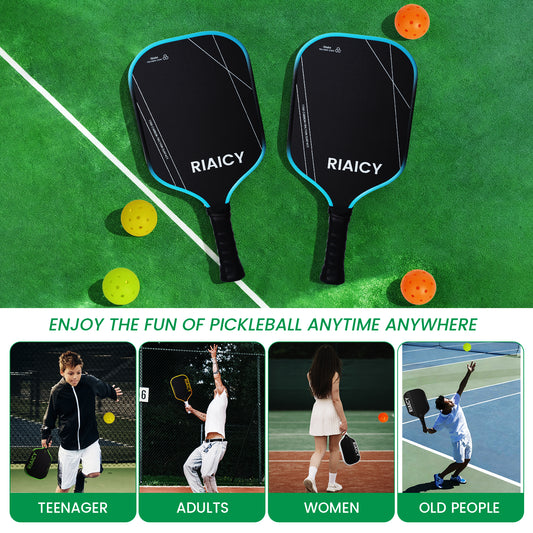 RIAICY Pickle Ball Rackets Carbon Fiber Pickleball T700 Professional Racquet 16mm Energy Efficient Power Contact Effectively Filters Impact Vibrations