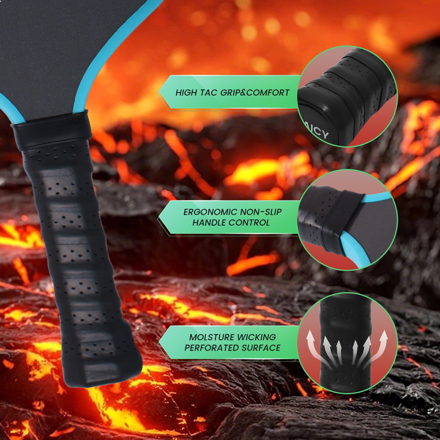 RIAICY Pickle Ball Rackets Carbon Fiber Pickleball T700 Professional Racquet 16mm Energy Efficient Power Contact Effectively Filters Impact Vibrations