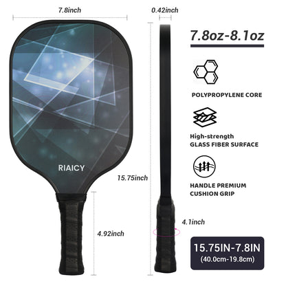 RIAICY black Pickleball Racket for Adults Fiberglass Pickleball Paddles Set of 2 Excellent Shock Absorption Performance & A High Fault Tolerance Rate