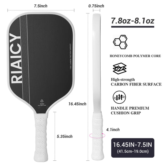 RIAICY Pickleball Racquet Carbon Fiber Pickleball Paddle T700 Professional 16mm Swift Ball Speed Pickle Ball Paddles Enhanced Honeycomb Core